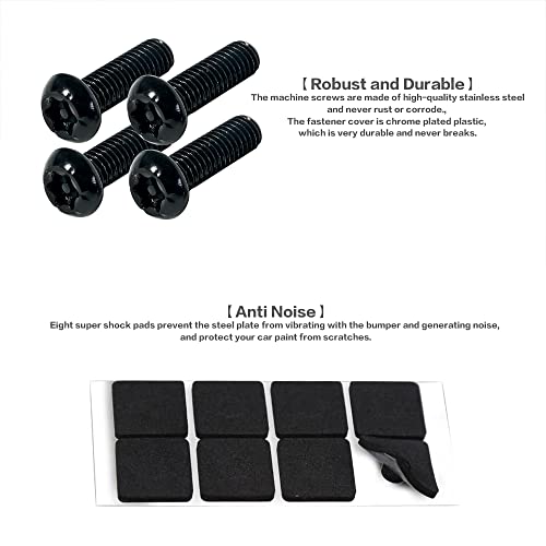 Reswish License Plate Screw Caps,Steel License Plate Screws,Tamper Proof Security Car Tag Bolts Set,Stainless Steel Mounting Hardware Kits For Fastening License Plate Cover (Black) #TOP4