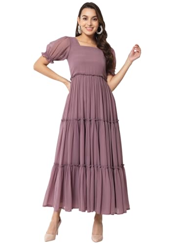 Image of ALL WAYS YOU Women's Casual Tie-Dye Half Sleeve Poly Georgette Ankle Length Dress for Women (A2107DRPR412)