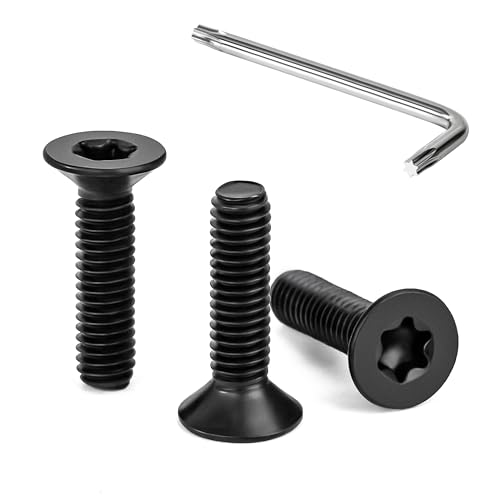 Tunejoy Tornillos de Cabeza Avellanada Torx M4 x 16 mm Negro Tornillo Avellanado Mecánico de Acero Inoxidable A2 V2A con T20 llave Rosca Completa 30 Piezas