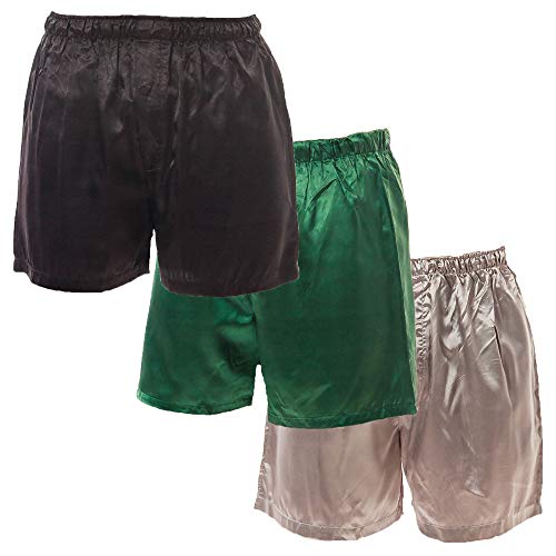 Up2date Fashion Men's Satin Boxer Shorts Combo Pack, Set of 3, Style-MSC01B4