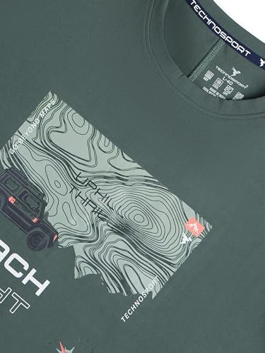 Image of TECHNOSPORT Men's Oversized Fit Half Sleeve Crew Neck T-Shirt, ELASTO Plus Quick Dry Moisture Wicking Stretchable Sports Gym and Casual Wear