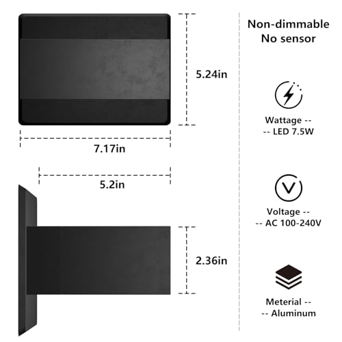 illumishin Modern Outdoor Wall Light Sconce LED Up Down Wall Mount Lights Modern Exterior Light Fixture Porch Front Door Garden Yard Patio Waterproof Aluminum Dark Grey 7.5W by illumishin - Image 8