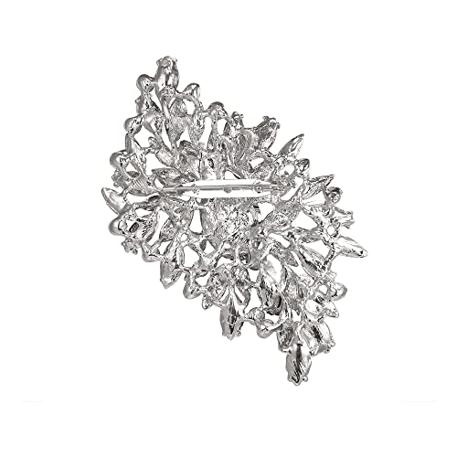 Image of BriLove Women 's Elegant Stunning Crystal Rhinestone Marquise Oval Leaf Bouquet Brooch Pin for Party Prom