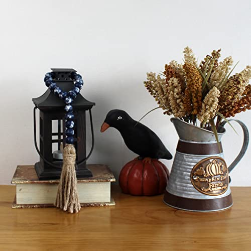 CVHOMEDECO-Wood-Bead-Garland-with-Tassels-3-PCS-Farmhouse-Rustic-Wooden-Prayer-Beads-String-Wall-Hanging-Accent-for-Home-Festival-Decoration-Navy-Blue-Stained CVHOMEDECO Wood Bead Garland with Tassels 3 PCS Farmhouse Rustic Wooden Prayer Beads String Wall Hanging Accent for Home Festival Decoration Navy Blue Stained