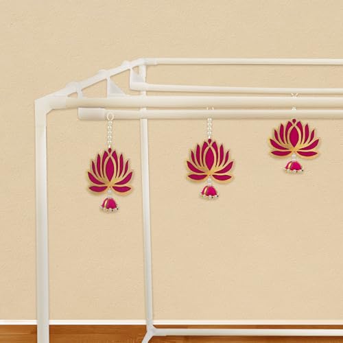 Image of SpecialYou Ganpati Decoration Setup for Home with Ganpati Decoration Backdrop PVC Cubic Stand & Lotus Hanging, Backdrop Stand for Decor, Ganesh Decorations Items for Home Decor-6 Pcs