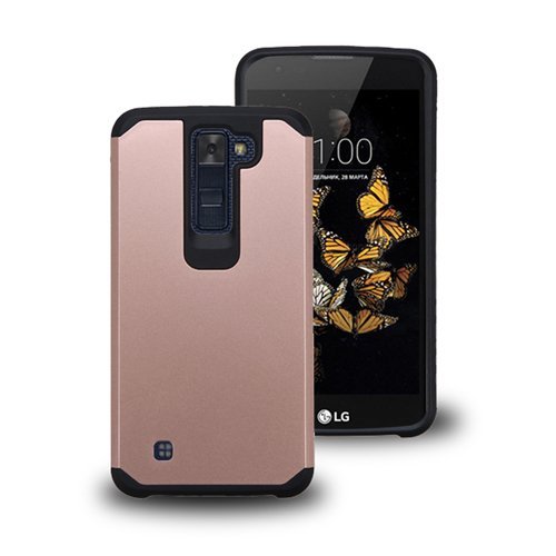 LG Phoenix 2 Case, LG Escape 3 Case, LG K8 Case, LUXCA Designed Armor [Shock Absorption] Drop Protection Hybrid Dual Layer Defender Cover for LG Phoenix 2 (Rose Gold)