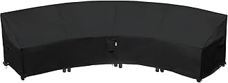 Curved Patio Furniture Cover for Outdoor Sectional Sofa, 190"(128") Reinforced Waterproof 600D Patio Couch Covers, Lawn Outside Garden Furniture Winter Protector-Midnight Black