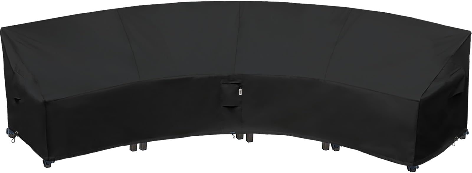 Curved Patio Furniture Cover for Outdoor Sectional Sofa, 190"(128") Reinforced Waterproof 600D Patio Couch Covers, Lawn Outside Garden Furniture Winter Protector-Midnight Black