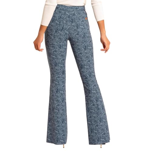 Rock & Roll Denim Women's Reversible Floral Button Flare Jeans