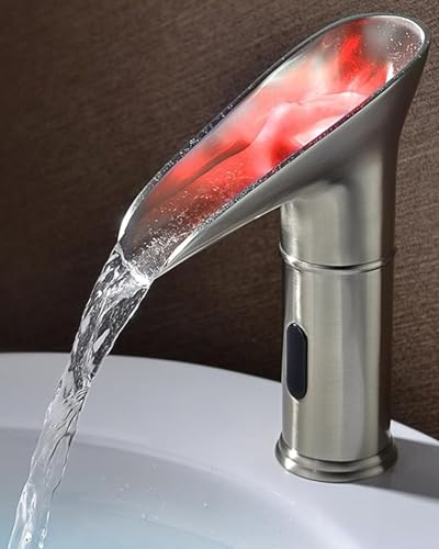 Waschtischarmatur mit Sensor und LED Wasserfall für Badezimmer