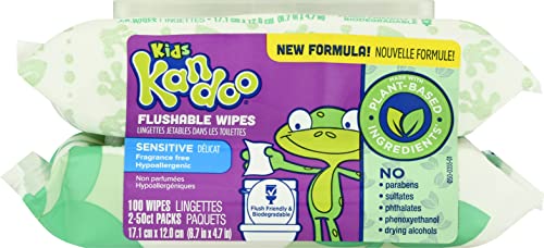 Kandoo, Flushable Wipes Sensitive Toddler Flip Top Lid, 100 Count