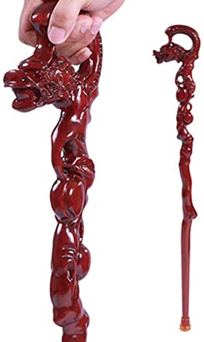 Bâton de marche en bois avec poignée sculptée et tête de racine