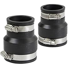 Supply Giant 6I53x2 Flexible Pvc Reducing Coupling with Stainless Steel Clamps 2 x 1-1/2 inch Black pack of 2