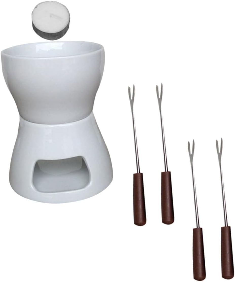 Ceramic Fondue Set Cheese Melting Furnace Mini Melting Pot for Chocolate Cheese Candy Bakeries Easy Storage