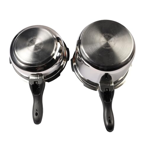 Image of Nolta DELIGHT Pressure Cooker Combo (3L + 5L) Induction Cookware, ISI Certified Safety, 5yr Warranty, Stainless Steel, Fast Cooking, Saves 60% Energy & Time