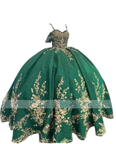 Floral Flowers Lace Appliques Quinceanera Dresses Staps Strapless Sequins Satin Sweett 16 Dress Short Sleeves 2025