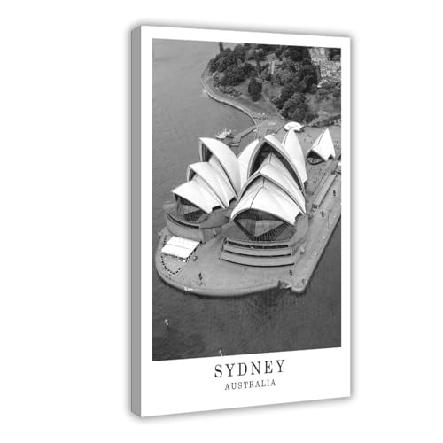 WANXU Sydney Travel Print，Sydney City Landmark Wall Art Canvas Poster Wall Art Decor Print for Living Room Bedroom Decoration Frame 12x18inch