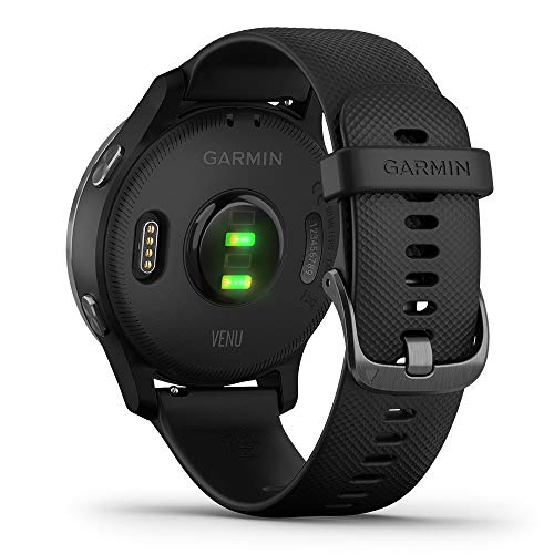 Garmin Venu (Black/Slate) Fitness Smartwatch For Men & Women - Stylish & Stunning Amoled Touchscreen Watch With Workouts & Music - Power Bundle With Venu Screen Protectors (X4) & Portable Charger #TOP6