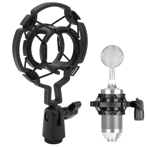 Jiavlyx Support antichoc pour microphone, support universel pour microphone, pour diamètre 40 mm-48 mm Mic, microphone clip support anti-chocs, réduit le bruit des...