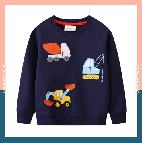Boys Sweatshirts Casual Sweatshirts Cotton Sweatshirts Long Sleeve T-shirts Crew Neck Cartoon Tops for Boys-6873