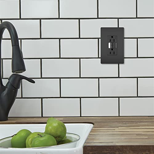 Legrand Radiant Night Light 15A, Self-Test Gfci Outlet, Safe For Kids, Tamper-Resistant, Black #TOP6