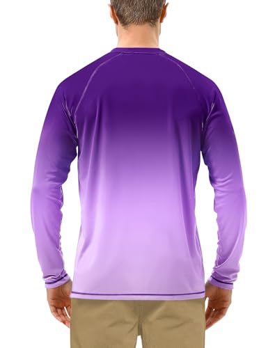 Image of Roadbox Mens UPF 50+ UV Sun Protection Shirts Outdoor Long Sleeve SPF Rash Guard for Fishing Hiking Swimming Running