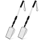 Angoily 2 Stück Katzenstreuschaufel aus Edelstahl Teleskopisch Verlängerbar mit Feinem Sieb...