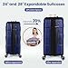 TILYMOL Luggage Sets 3 Piece with Spinner Wheel, Hardside Suitcase Set with TSA Lock, Expandable Lightweight Travel Luggage for Men and Women, Blue
