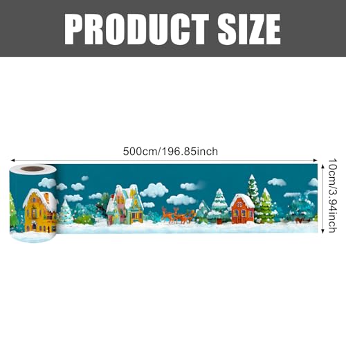 Image of Nuxovilar Winter Village Peel Stick Wall Border PVC 3.94x16.4' | Wall Trim, Molding Decal, Peel Stick Border, Adhesive Frame, for Bedroom, Kitchen, Living Room (Winter Village)