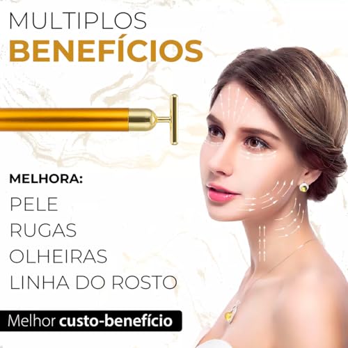 Massageador Elétrico Vibrador Rosto Harmonização Facial Efeito Lifting Anti Rugas e Idade Prevenção