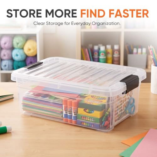Image of Superio 7.4 Quart Clear Plastic Storage Bin with Lid, Stackable Organizer Box, BPA-Free Storage Container for Home, Garage, School & Office, 5 Pack