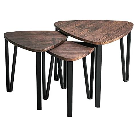 Industrial Nesting-Tables Living Room Coffee Table Sets of 3 Stacking End Side Tables Nightstands Vintage Night Tables for Bedroom Home Office Cover