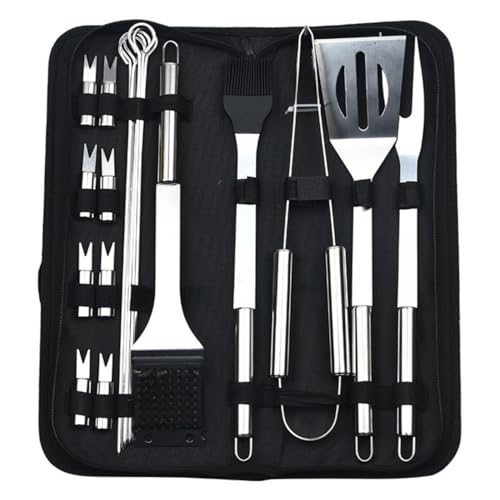 Set de 20 utensilios para parrilla de acero inoxidable miniatura 1