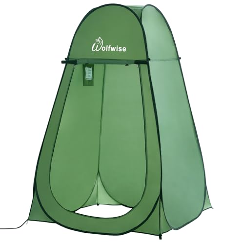 Wolfwise Pop Up Shower Tent, Portable Instant Changing Tent with Window & Carry Bag, Privacy Bathroom Toilet Tent for Beach, Camping & Outdoor, Width 47' (120 CM), Height 75' (190 CM), Green