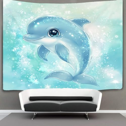 Tapisserie dauphins 3D KAYZTGSDA 180x230cm grand tissu mural salon