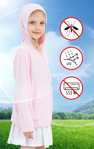 Image of Girls Active Sun Protection Jacket Zipper Hooded Cooling Shirt 3-12Years