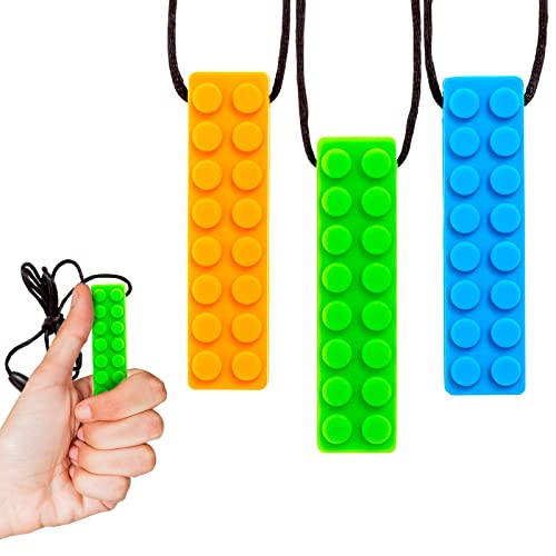 Image of Gafly BPA Free (3 Pack) Chew Necklaces for Sensory Kids Integration with Autism and ADHD - Large Chewy Necklace Sensory for Oral Motor, Simulation & Biting Needs - Durable Food Grade Chewing Necklace