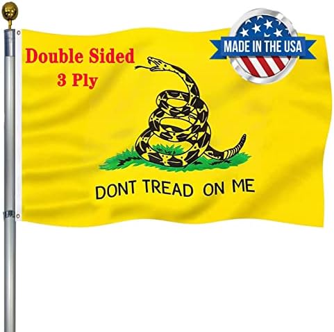 Don’t Tread on Me Flag 3x5 Outdoor Double Sided- US United States Gadsden Libertarian Flags-Heavy Duty 3 Ply Vivid Colors Double Stitched with Brass Grommets for Outdoor Indoor Truck