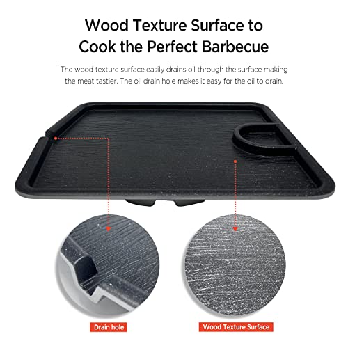 Eutuxia Stovetop Korean Bbq Grill Pan, 15.6", Leaf Surface Non-Stick Smokeless Scratch-Resistant, Cast Iron Style Aluminum, For Vegetable Egg Pork Beef Meat Garlic Cheese Kimchi Made In Korea, Kbbq. #TOP3