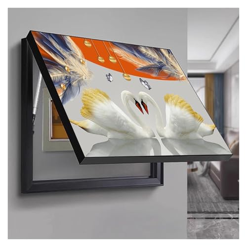 GHHQQZ Frame Fuse Cover Horizontal Shelf Decoration Creative Hanging Picture Distribution Box Concealment Beside the Study Bookcase(A,50x70cm)