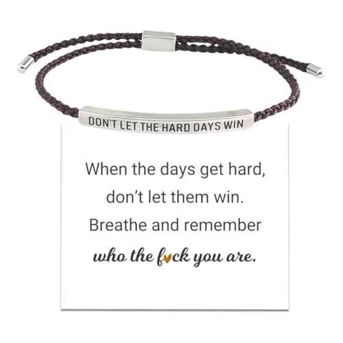 WSRRDRECVHi Dont Let The Hard Days Win Pulsera para mujer, pulsera ajustable de cuerda trenzada grabada, pulsera de tubo motivacional, pulseras inspiradoras, regalos de joyería para mujeres y niñas,