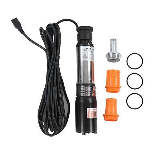 Pompe Solaire DC, Pompe Submersible 24 VDC, Pompe Immergée de 20 M de Tête, Pompe de Surpression avec 3 Buses pour Drainer L'Eau, Pompes à Eau de Bassin
