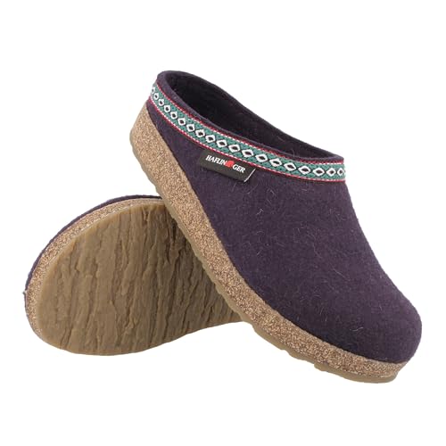 Image of HAFLINGER Unisex Grizzly Classic Wool Clogs, Eggplant, 42EU
