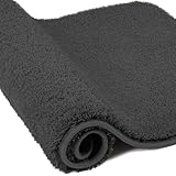 wyewye Mikrofaser Badematte, Türmatte, 2 cm super dicker Badteppich, sehr saugfähiger Badezimmerteppich 60x120 cm, Dunkelgrau