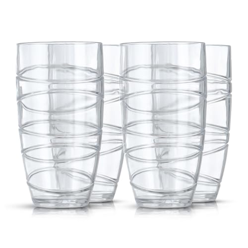 LIVIVO Set of 4 Hi Ball Plastic Acrylic Drink Tumblers with Swirl...