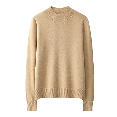 Fulbant Suéter De Cachemira con Cuello En V para Mujer 2023 Otoño Primavera Invierno Cuello Semialto Suéter De Fondo Suelto 1 XL