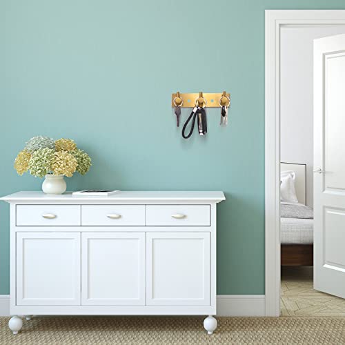 Key Holder For Wall Set Of 2 Adhesive Key Holder Stainless Steel 3 Key Hooks Holder Rack Modern Key Hooks Hanger For Wall Home Kitchen Entryway Hallway Office Cabinet Bathroom (Gold) #TOP6