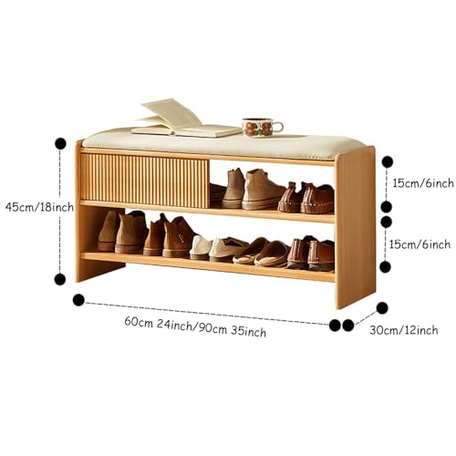 Banc à chaussures à 2 niveaux d'entrée avec étagère de rangement - 4