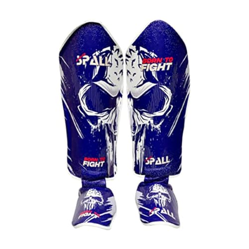 Muay Thai Shin Guards for Kickboxing Martial Arts BJJ Boxing Equipment MMA Training and Sparring Leg Guard with Instep Protection Pads (BTF-Blue, Large/XLarge)