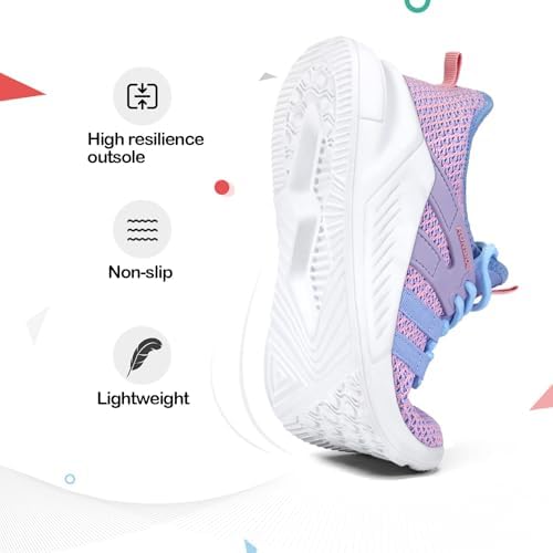 RUNSIDE Girls Tennis Shoes Sneaker for Kids, Purple, Size 2 Big Kid — view 4